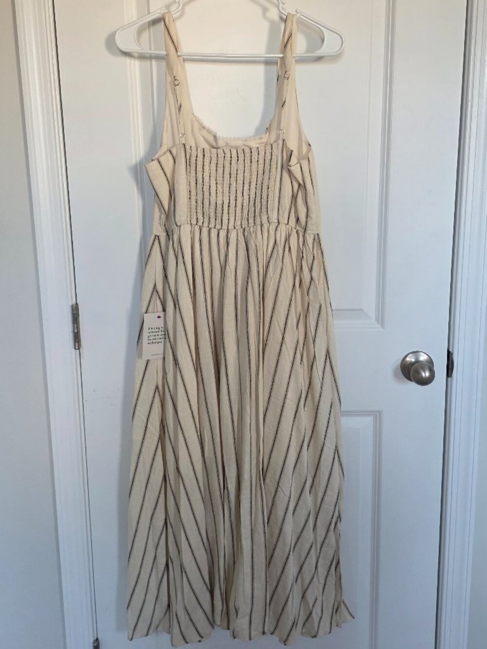 Bohme Cream Striped Midi Dress - Size Large - Picture 6 of 6